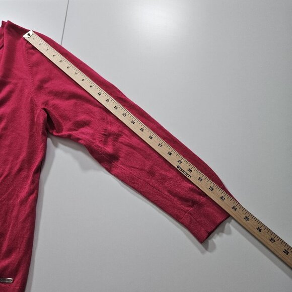 Calvin Klein Cardigan Women XL Pink LS Knit Unlined Stretch Branded Buttons Boho - Picture 6 of 15